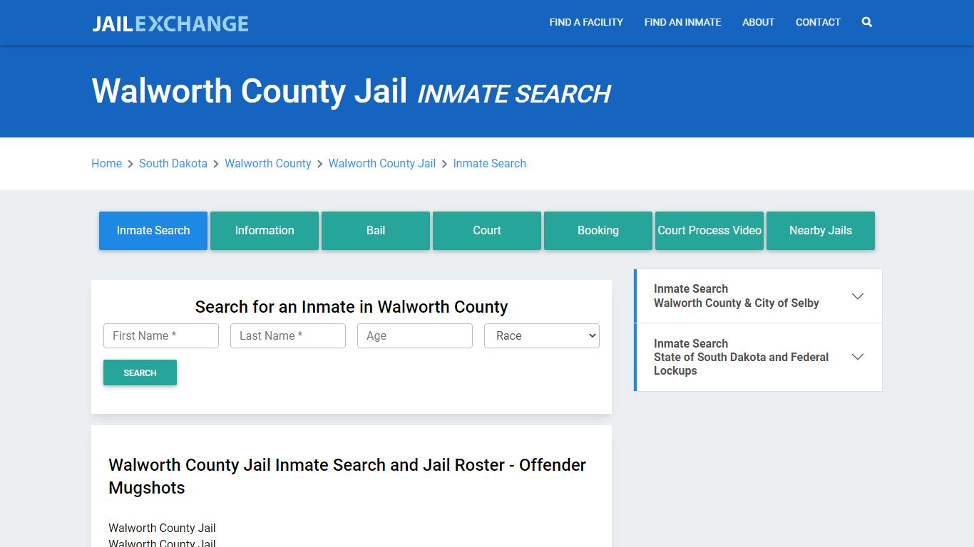 Walworth County Jail, SD Inmate Search: Roster & Mugshots