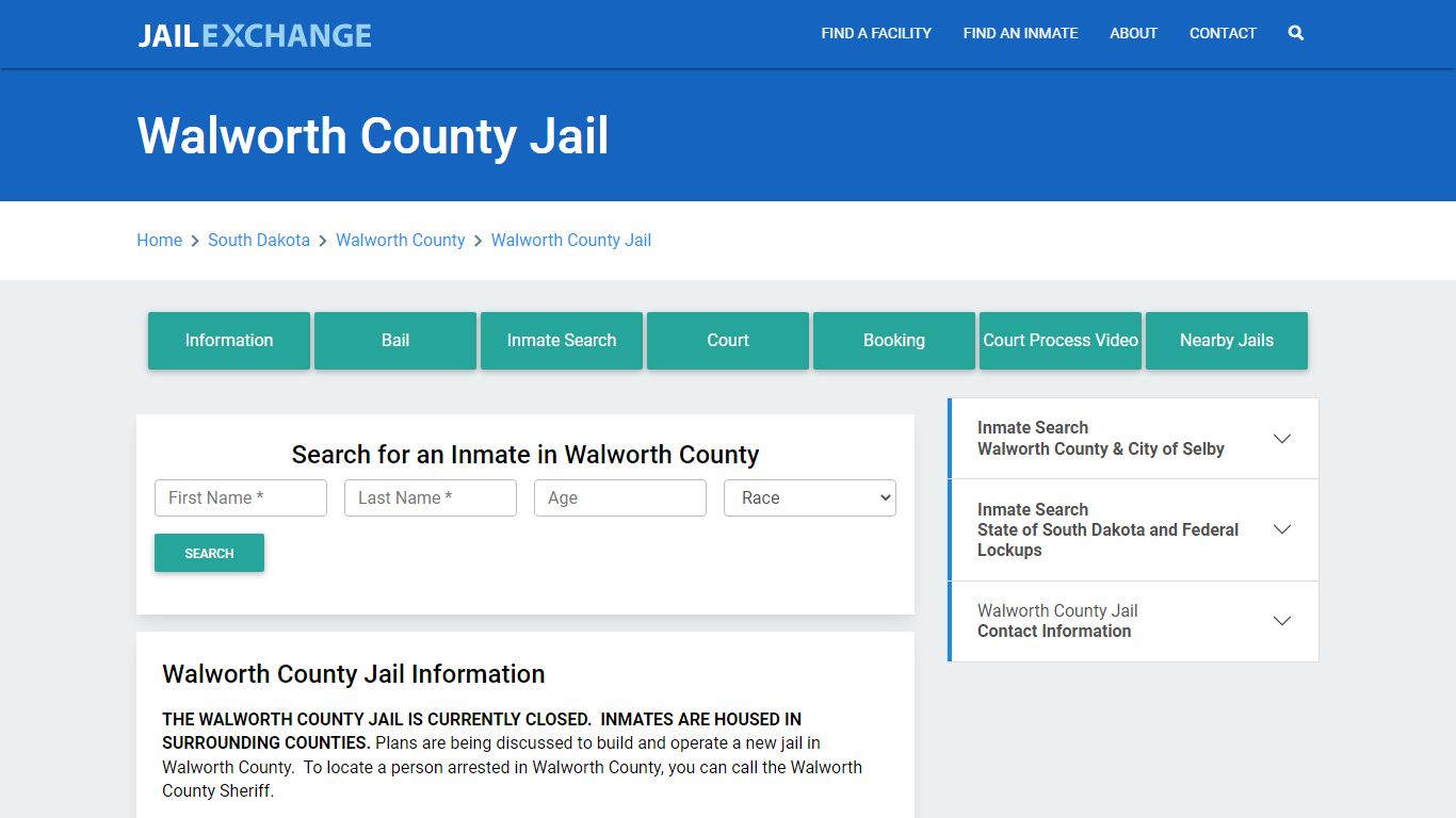 Walworth County Jail Roster Lookup, SD, Inmate Search