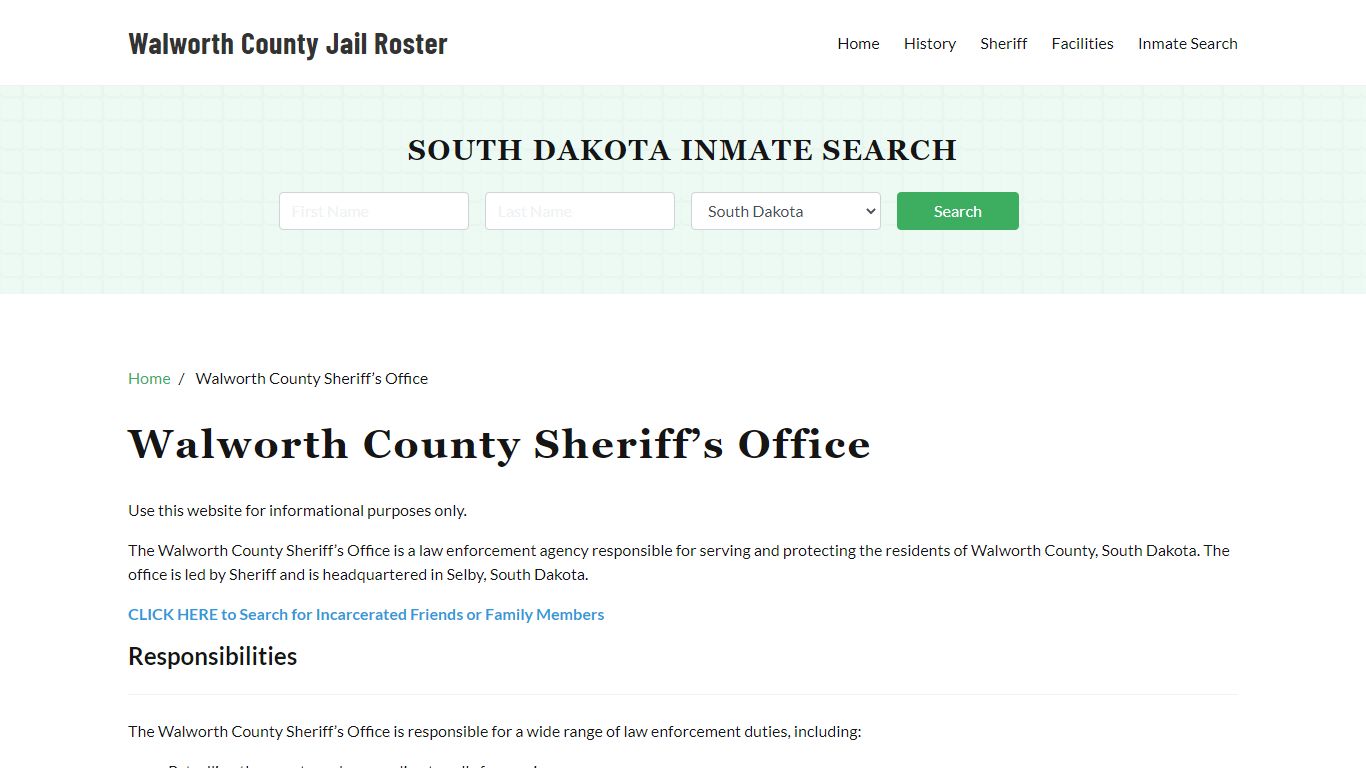 Walworth County Sheriff Office, SD, Arrest Warrants Search